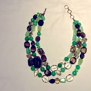 Stella and Dot chunky green and brown necklace